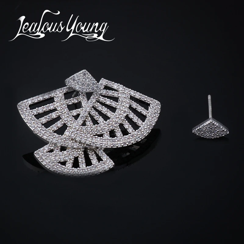 

Hot Stylish Scallop Stud Earrings Fashion Jewelry Mismatch Zirconia Crystal Stone Earrings For Women Boucle D'oreille Aros AE275