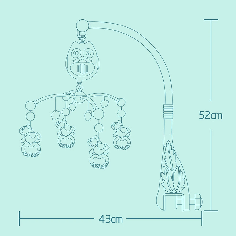Детская кровать колокольчик музыкальные игрушки для 0-12 месяцев новорожденный дети подарок мультфильм Сова лошадь дизайн Мобильная кроватка Мобильная детская погремушка кровать кольцо