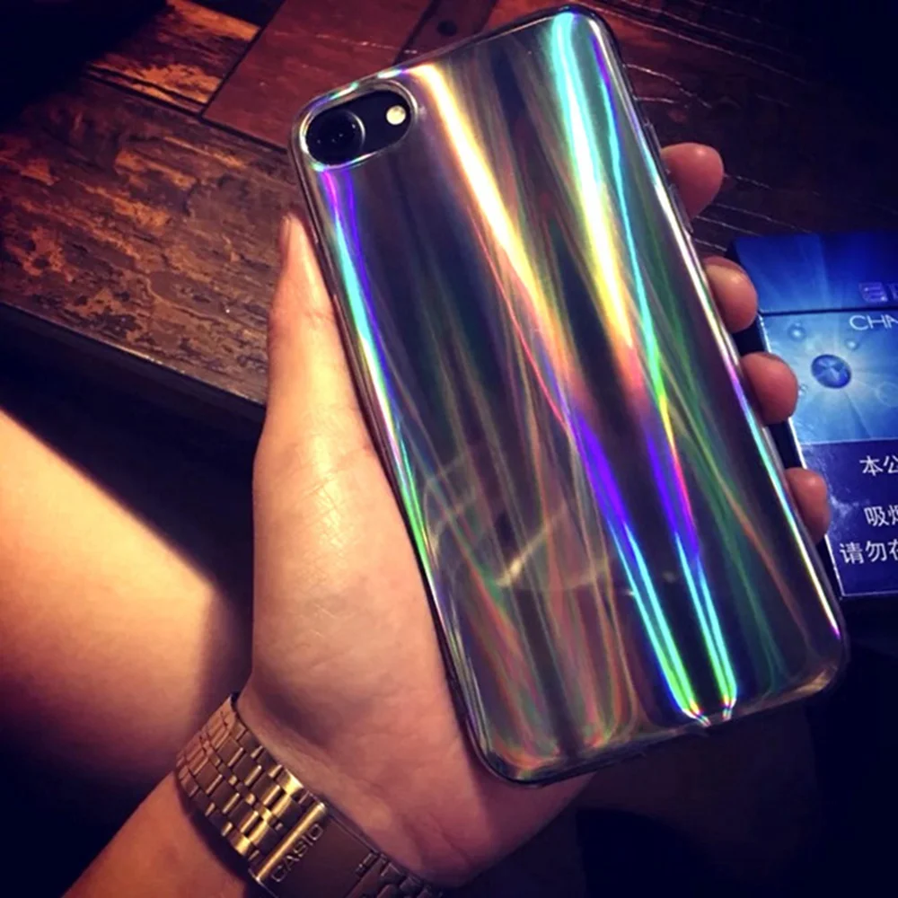 

KISSCASE Colorful Silicone Case For iPhone X 8 7 6s 6 Clear Gradient Laser Plating Light Cover For iPhone 8 7 6s 6 Plus Capinhas