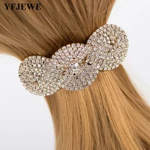 YFJEWE ручной работы золотые свадебные украшение для волос со стразами и жемчугом узором из цветов и листьев, свадебные аксессуары для волос, Для женщин украшения для волос H060