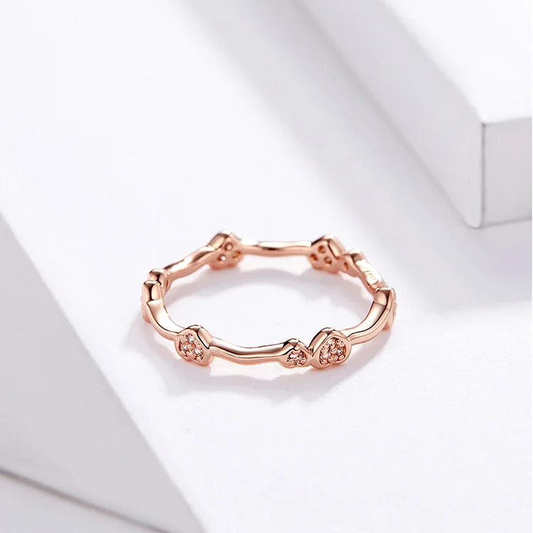 Bamoer, кольцо на палец с розовым кристаллом для женщин, розовое золото, аутентичное, 925, серебряное кольцо, роскошное, хорошее ювелирное изделие SCR534