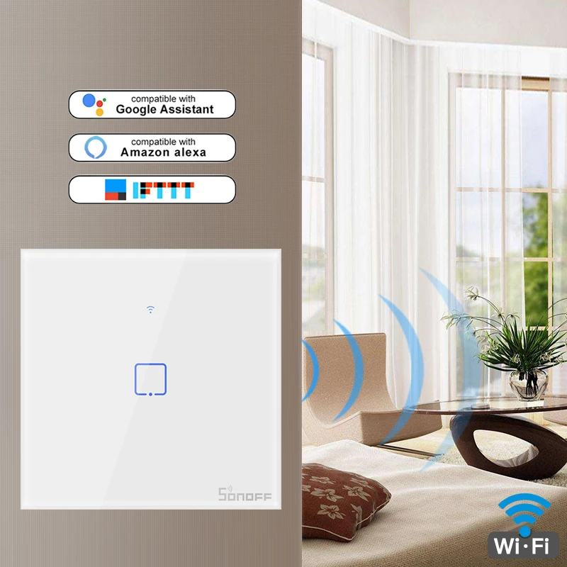 Sonoff T1 EU UK 86 1~ 3 банды TX 433 МГц RF дистанционное управление настенный Wi-Fi адаптер умный дом переключатель работает с Alexa Google Home Basic