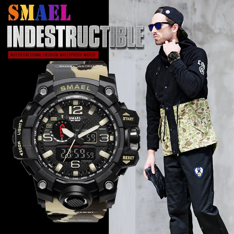 

2019 SMAEL Camouflage Military Digital-watch Men's G Style Fashion Sports Shock Army Watch LED Electronic Wrist Watches for Men