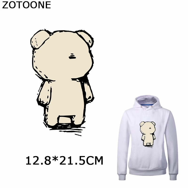 

ZOTOONE Cute Animals Cartoon Bear Patch for Clothing DIY Iron on Transfer Patches for Kid Clothes Washable Heat Transfer Sticker