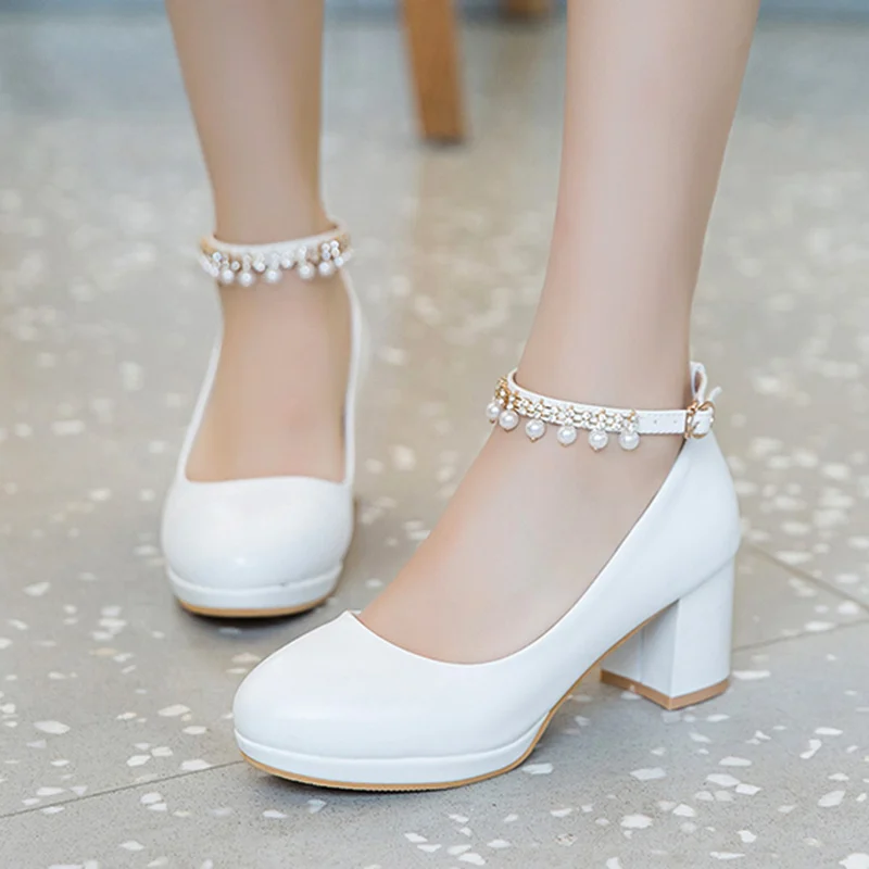 Белые женские свадебные туфли; Свадебная обувь с кристаллами и ремешком на лодыжке; женские модельные туфли; Туфли-лодочки; Милая обувь для вечеринок; 6933