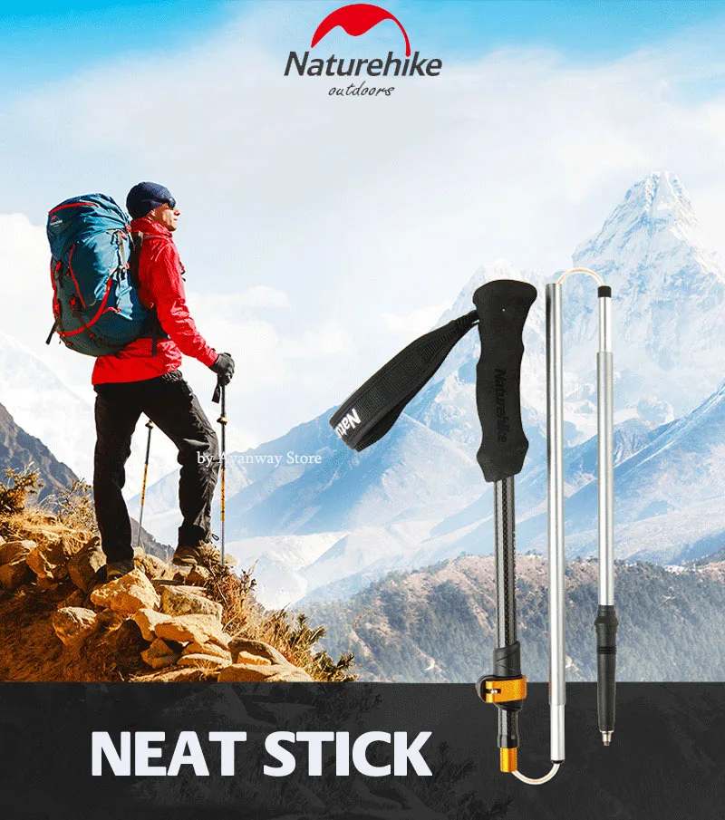 Vara de Carbono Naturehike Dobrável Bengala Ajustável Pólo Portátil Caminhadas Alpenstocks Trekking Escalada Varas Luz 8 Esporte e Lazer