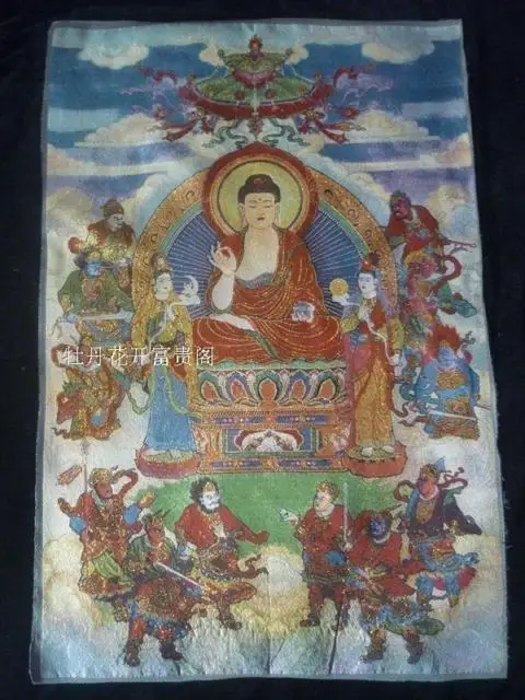 

Chinese Antique collection the Thangka embroidery buddha diagram
