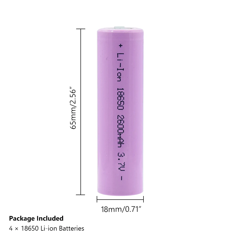 1/2/4 шт. 18650 2600 мА/ч, литий-ионный аккумулятор с плоским верхом батареи 3,7 V, Длительное Действие, литиевые батареи с 2 вкладки для фонарь Мощность банк геймпад
