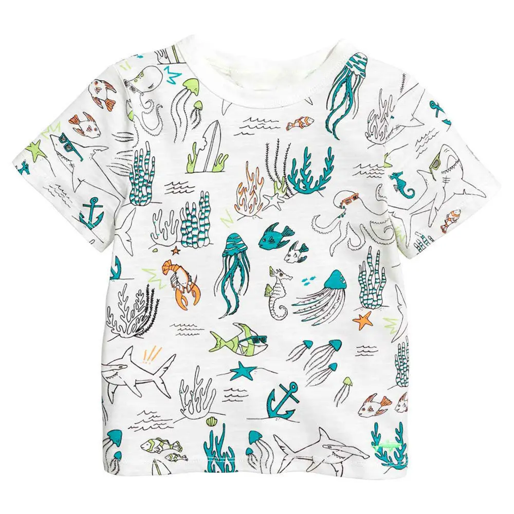 

Jumping Meters Sea Animal Baby Boy Tops Children 2018 Brand New Kids Summer T-shirt Clothes Animal Applique Cotton Clothing Tee