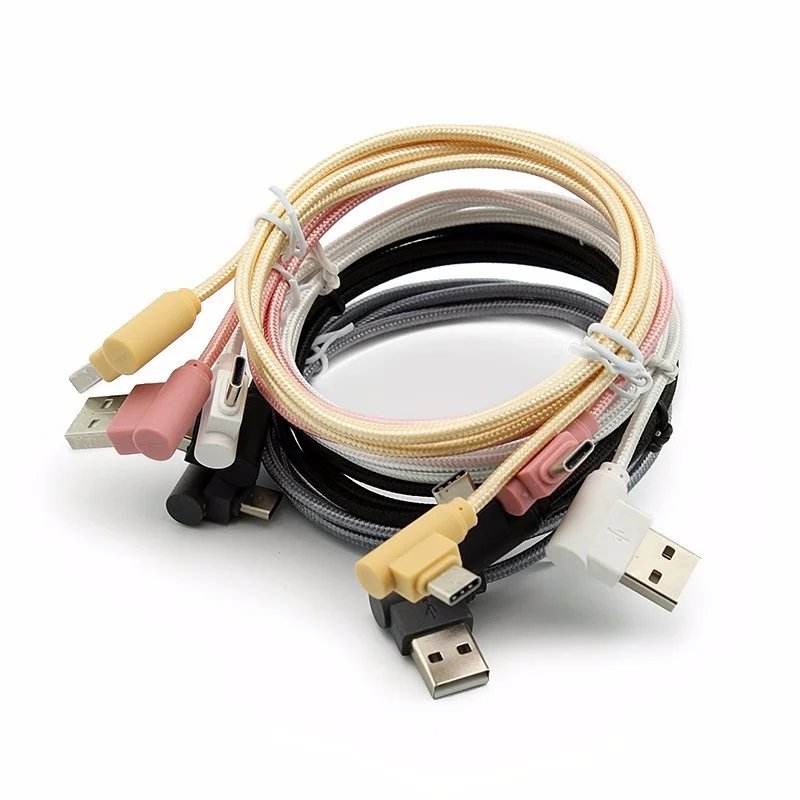 USB 3.1 نوع C الذكور 90 درجة اليمين بزاوية إلى USB 2.0 نوع سريع شحن و مزامنة بيانات النايلون مضفر كابلات الهاتف المحمول الساخن بيع