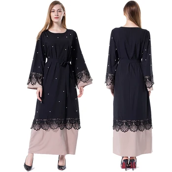 

Kaftan Abaya Dubai Islam Lace Pearls Kimono Cardigan Muslim Hijab Dress Jilbab Qatar Abayas For Women Turkish Islamic Clothing