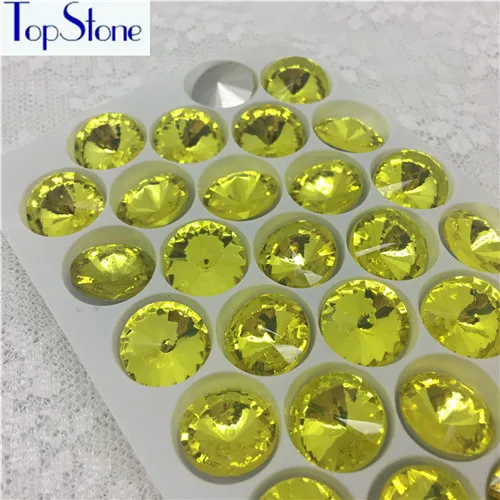 TopStone все цвета 6,8, 10,12, 14,16, 18 мм RIVOLI Хрустальные заостренные с обратной стороны Стразы Круглый стеклянный кристалл необычный камень - Цвет: citrine