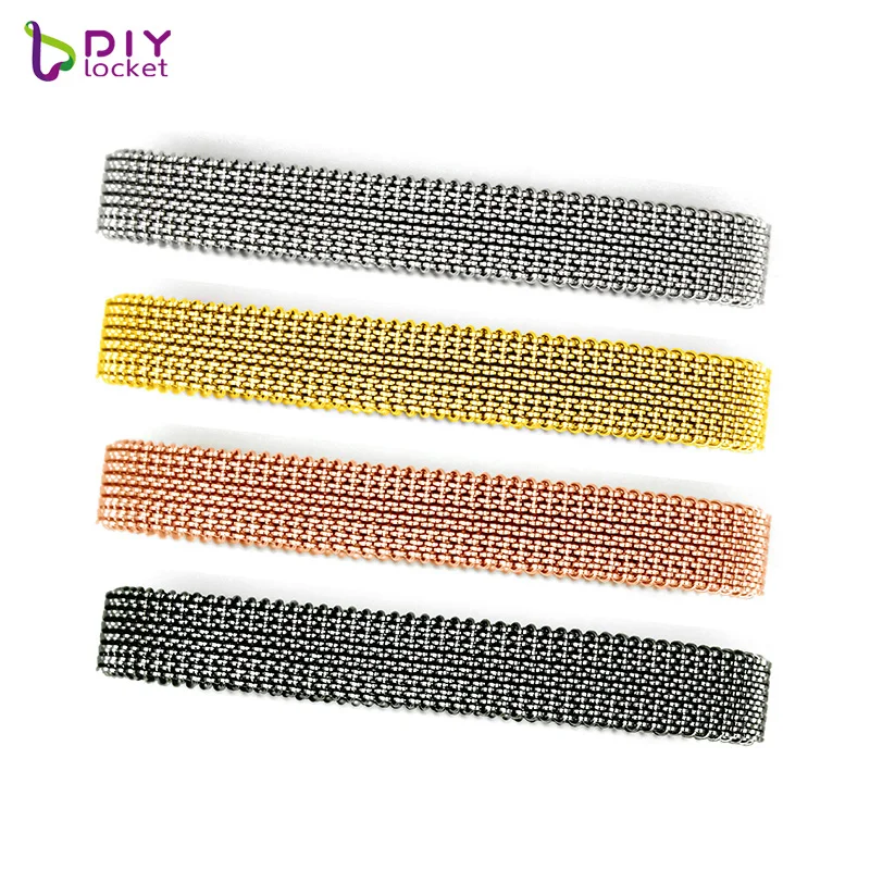

10pcs/lot 4 Colors 10mm Stainless Steel Stretchable Stainless Steel Mesh Bracelets Fit 10mm Charms LSBR055