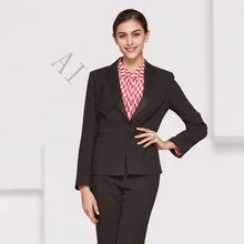 Fashion Women Evening Pant Suits 2 Piece Female Office Uniform Long Sleeve Black Casual Slim Fit OL Formal Work Wear Custom