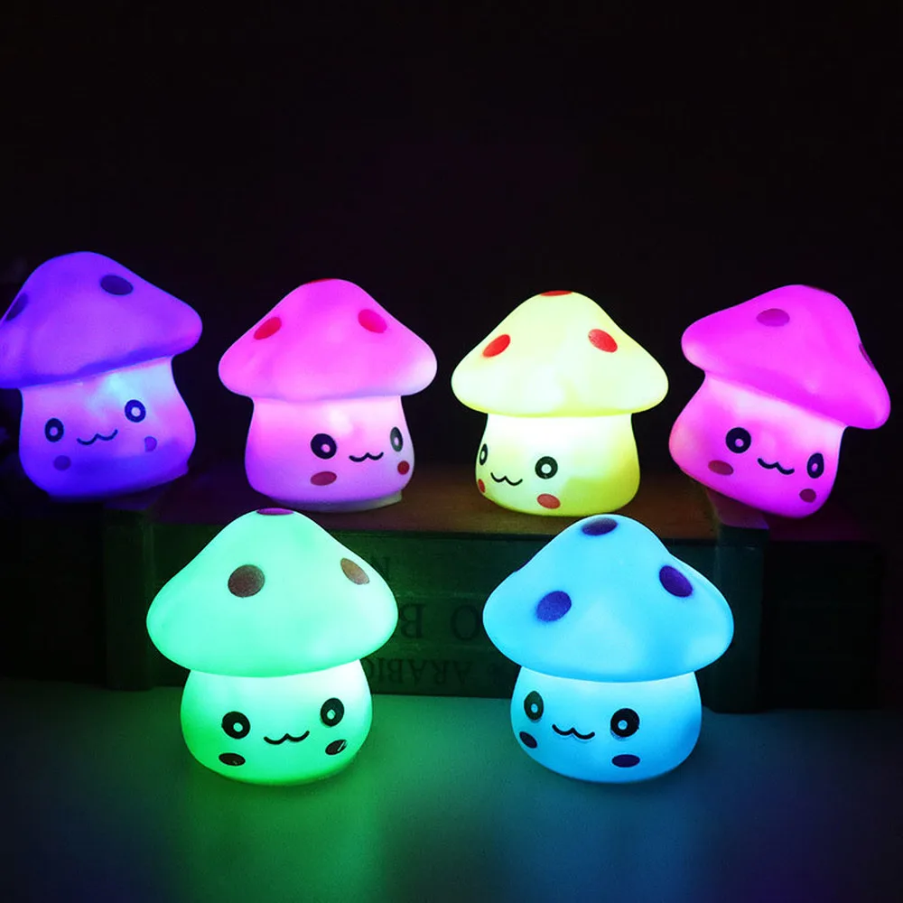 

New Christmas Colorful LED Mushroom Night Light Lamp Child Bedroom Desk Bedside Lamp for Baby Kids Christmas Holiday Gifts
