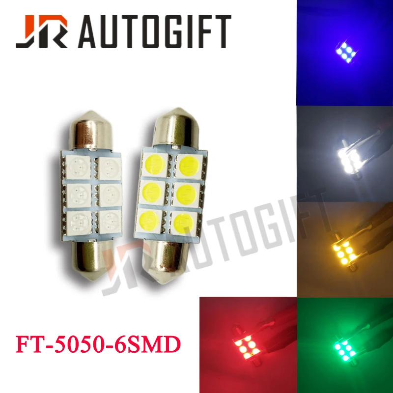 10 шт. гирлянда 5050 6SMD 31/36/39 мм/41 мм автомобиля светодиодный светильник 24V12V белый/синий/зеленый/красный/желтый FT C5W автомобильный Стайлинг межкомнатных дверей светильник