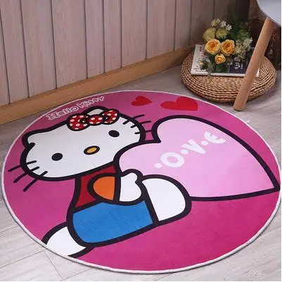 Kawaii круглая форма ковер мультфильм hello kitty Микки Капитан Америка Флаг Великобритании для домашнего использования ковер коврик "автомобиль" - Цвет: love kitty