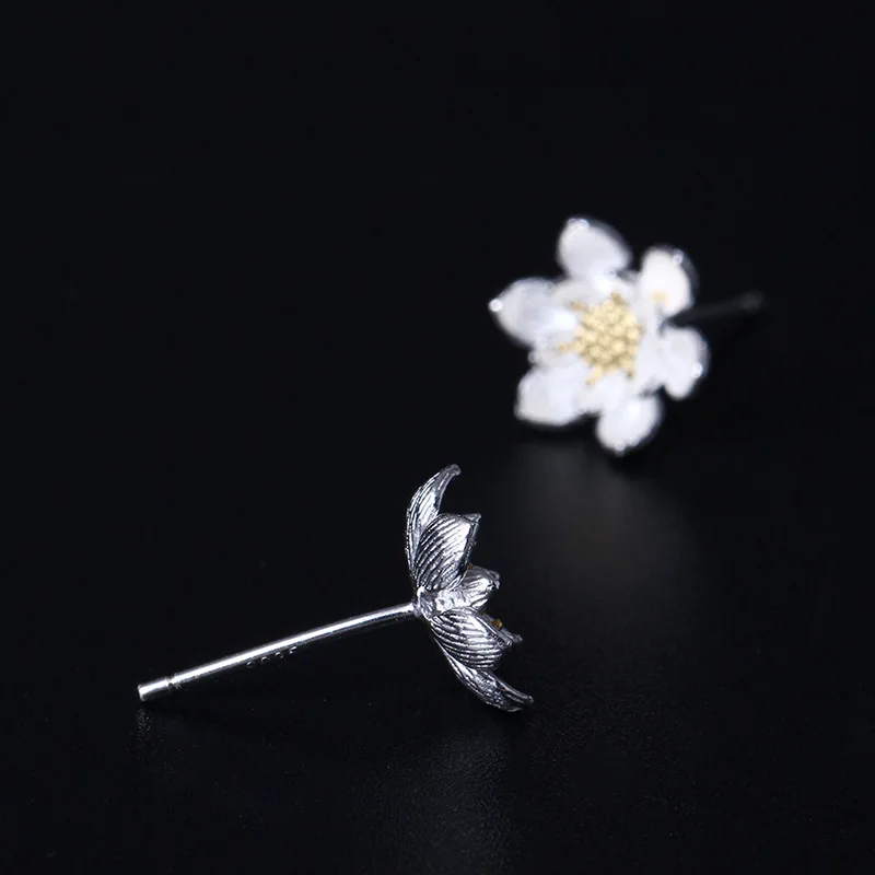 Женские серьги гвоздики из серебра 925 пробы с цветком лотоса|earrings for|earrings for womenearring