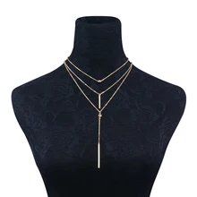 Трендовая Подвеска со слоями, ожерелье для женщин, цепочка из цинкового сплава, длинное ожерелье, ожерелье для шеи, ювелирное изделие