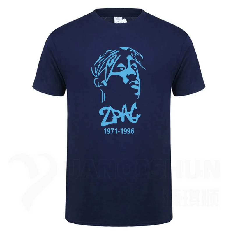 Thug Life Tupac 2PAC знаменитости портрет футболка хип-хоп рэп рок Мужская футболка модная мужская футболка с круглым вырезом хлопковые топы футболки - Цвет: NavyBlue 2