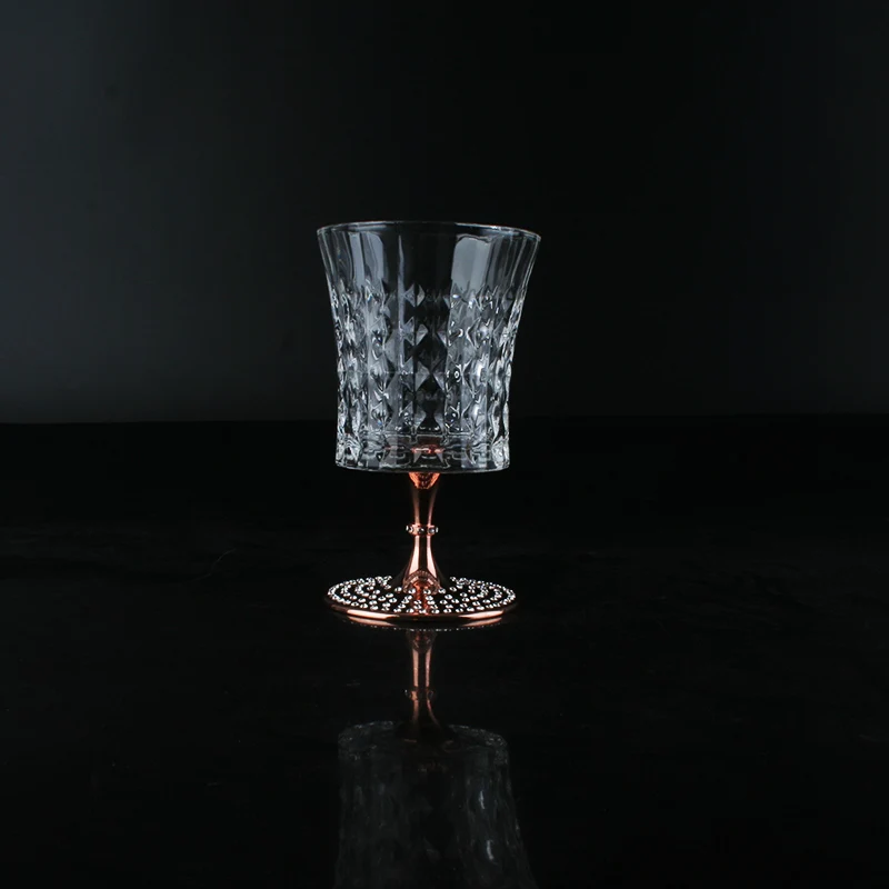 Старомодный Свадебные прозрачного хрусталя виски Винные бокалы, чашка комплект Винтаж бокалы с розовым золотом металлическая подставка любовные подарки набор кухонной утвари