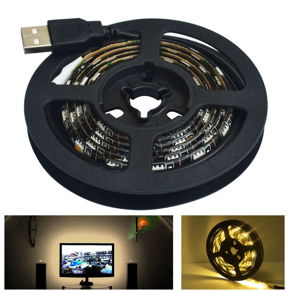 

JIAWEN Waterproof USB DC5V 60LED 5050SMD LED Strip Light for TV Background Lighting (1M)