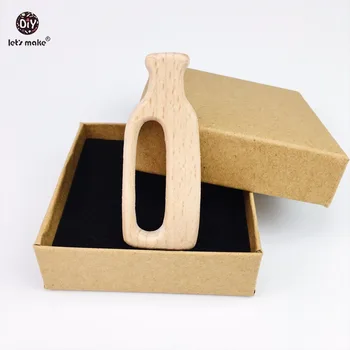 

Let's Make Wooden Teether Beech Wood Milk Bottle 5pcs DIY Teething Necklace Baby Toys Bracelets Made Accessories Baby Teether