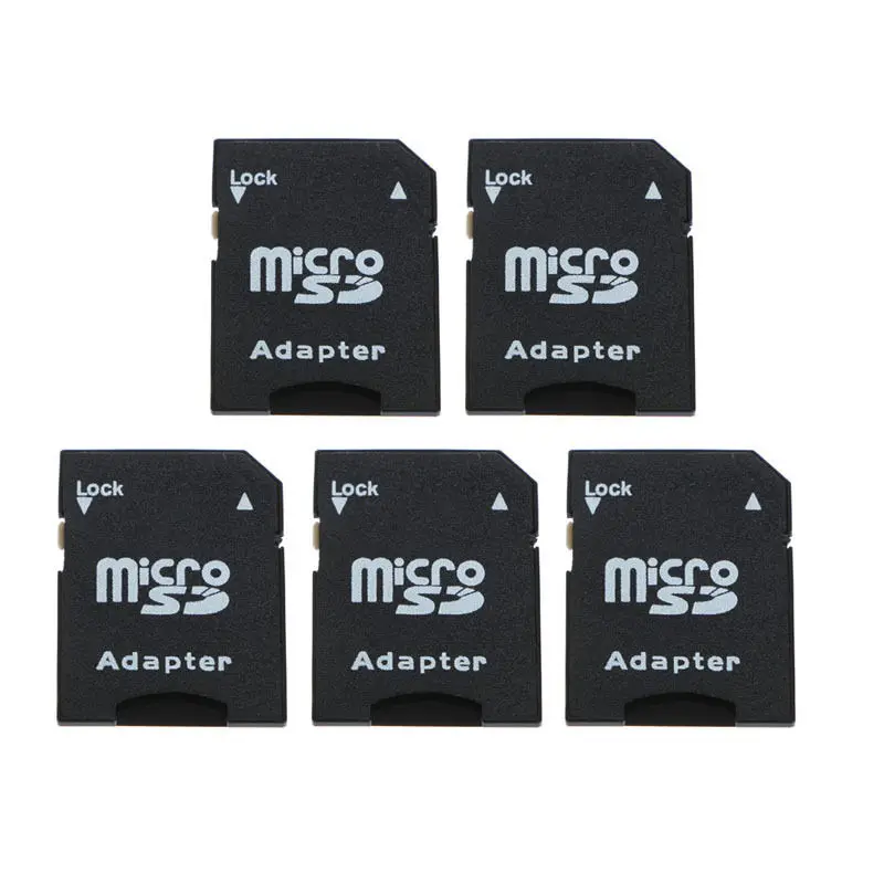 5 шт. Флэшка MicroSD TF для SD карты памяти SDHC адаптер конвертер Черный