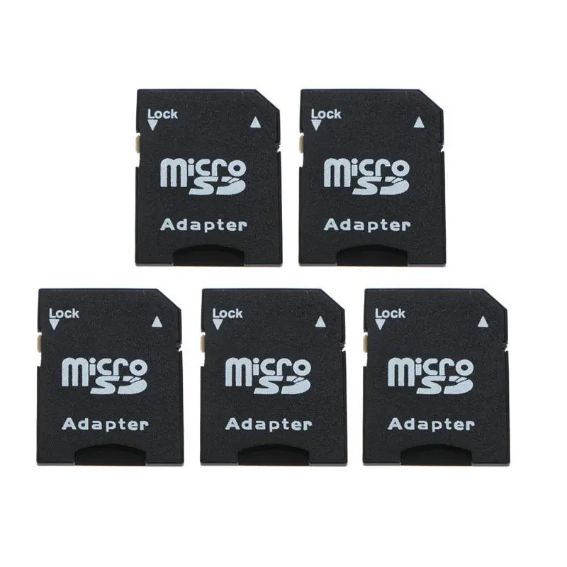 

5Pcs Micro SD TransFlash TF To SD SDHC Memory Card Adapter Converter Black