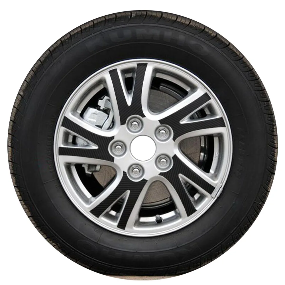 SUNFADA 15 дюймов Черный углеродного волокна виниловая пленка обод колеса наклейки для FAW Besturn B50 2011-2012 стайлинга автомобилей(для 4 колес - Название цвета: Carbon Fiber Sticker