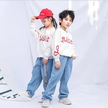 Детская одежда для бальных танцев; толстовка для бега; джинсовые штаны; Одежда для танцев; костюмы для девочек; Современная Одежда для танцев в стиле джаз и хип-хоп; комплект одежды