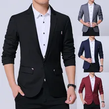 Мужская официальная одежда, костюм, куртки для свадьбы, мужская мода, стиль, одна пуговица, костюм для саморазвития, чистый цвет, пальто, распродажа