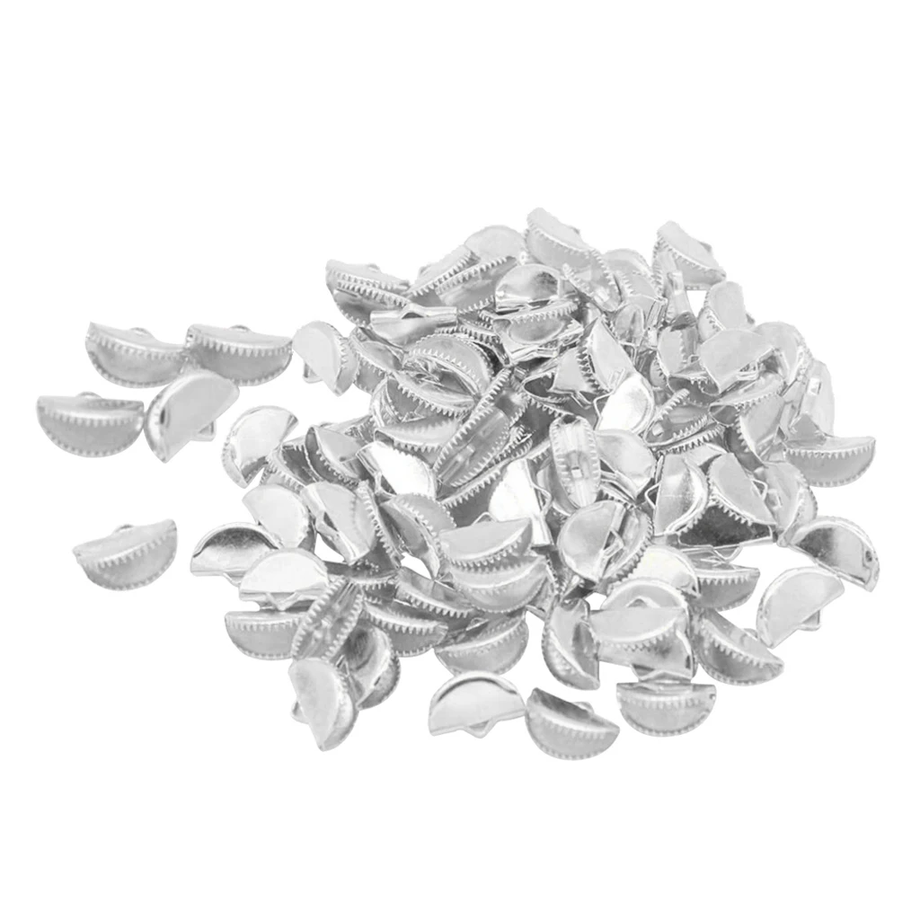 100Pcs Sector Shape Jewelry Clasp Hooks DIY Ribbon Necklace Cord Crimp Ends