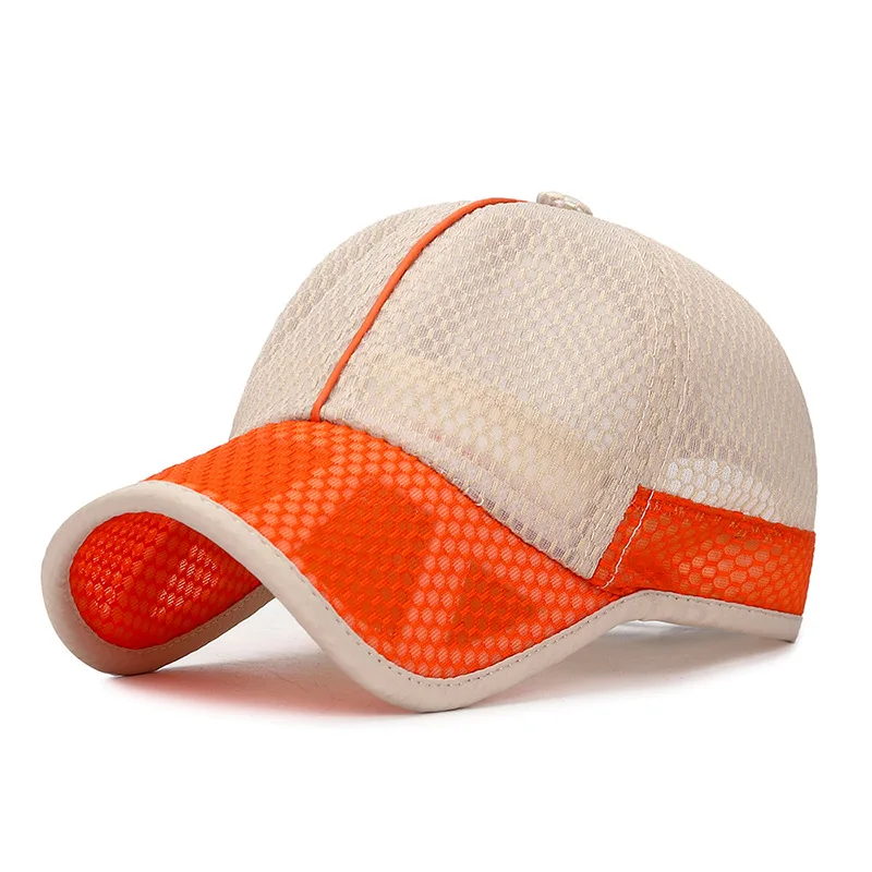 Летняя кепка, детская бейсболка для мальчиков и девочек, Регулируемые дышащие бейсболки с сетчатыми вставками, уличные солнцезащитные Детские шляпы от солнца - Цвет: Бежевый