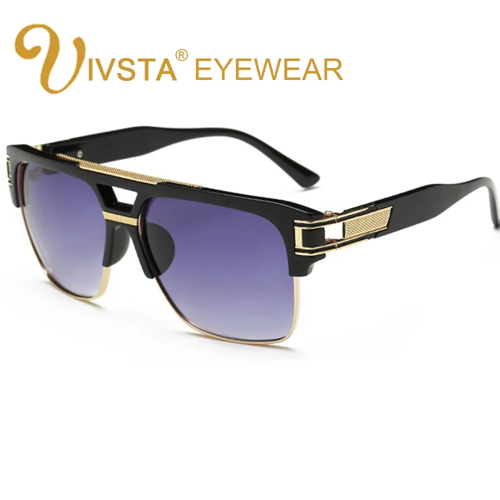 

IVSTA Oversized Sunglasses Men Steampunk Sunglasses for Men Male Brand Designer Semi-Rimless Sun Glasses For Male Hipster F626