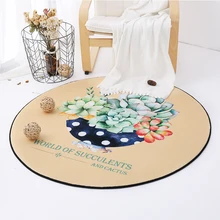 Европейский пасторальный стиль красочные растения узор в горшках круглый коврик моющийся нескользящий коврик для детской игровой комнаты Спальня Дом