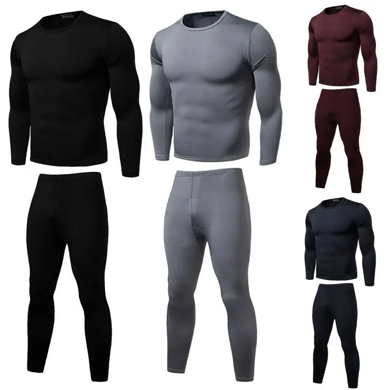 

Spring Winter 2pcs Men Thermal Underwear Set Winter Long Johns Warm Fit Tights Long Compression Underwear Plus Size