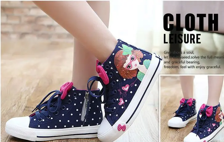 

New Child Girls Sneaker Shoes Canvas Casual Shoes For Kids Fashion Lace-Up Girl'S Beautiful Spring/Autumn Shoes