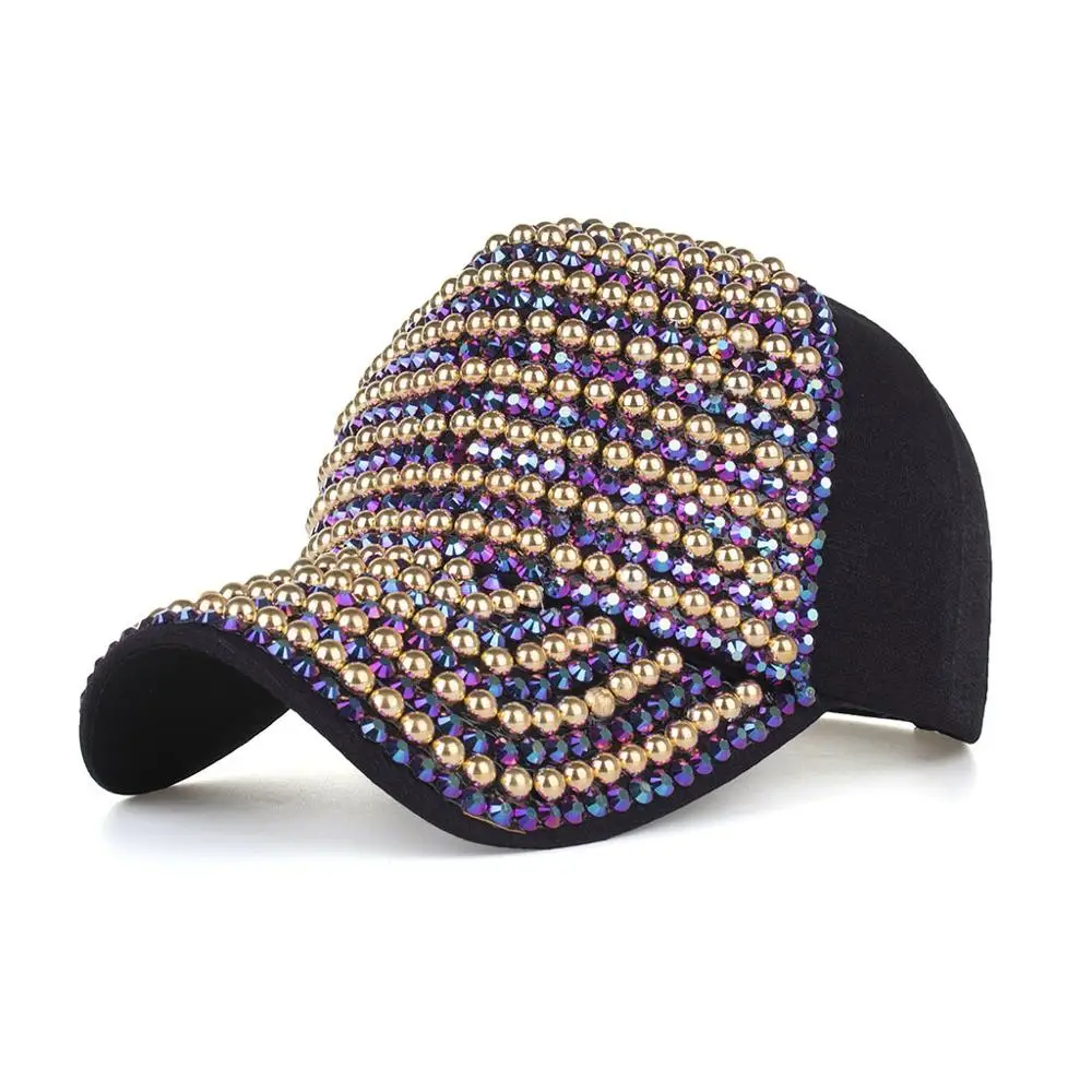 F&U Summer Colorful Crystal Decor Baseball Cap Snapback Fashion Casquette Ladies Adjustable Hat Cap For Women F&U Summer Colorful Crystal Decor Baseball Cap Snapback Fashion Casquette Ladies Adjustable Hat Cap For Women
