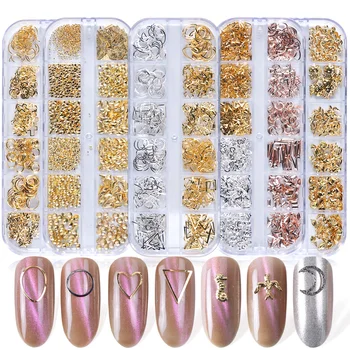 

1 Box 3D Metal Rivets Frame Nail Art Decoration Seashell Oval Rose Gold Silver Studs Beads Jewelry Nail Polish Accessories TR772