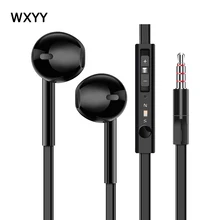 WXYY наушники-вкладыши с плоским проводом, наушники с басами, HiFi наушники, проводные наушники 3,5 мм, наушники с микрофоном для телефона Auriculare