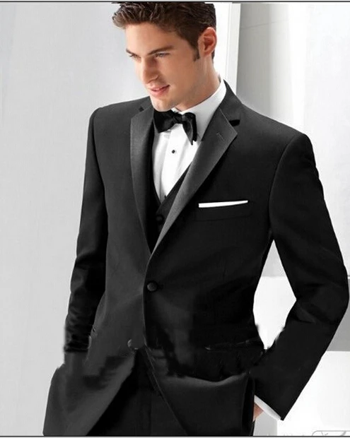 Smoking dello sposo miglior uomo vestito da sposa groomsman uomo abiti sposo  nero (jacket + pants + tie + vest) su ordine del vestito smoking maglia  uomini|mens suits wedding|suit weddingbest men suits -