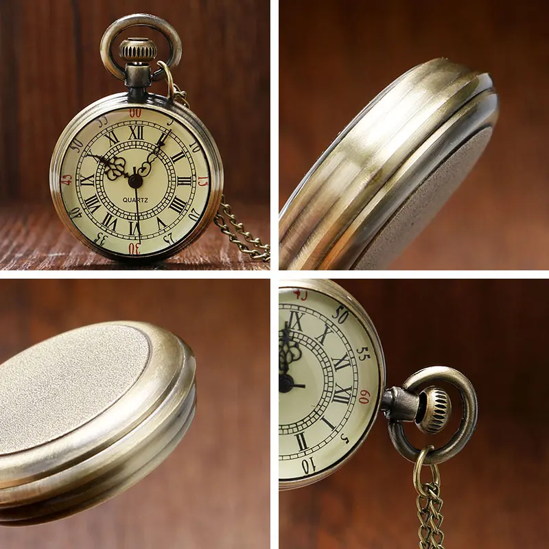 Бронзовые мужские римские карманные часы антикварные цифры цепь ожерелье кулон кварц 88 TT@ 88