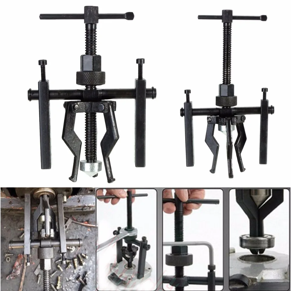 Carbon Steel 3-Jaw Pilot Inner Bearing Puller Tool Kit Heavy Duty Automotive Manual Machine Extractor 3 Jaw Universial Bearing Puller Gear Extractor