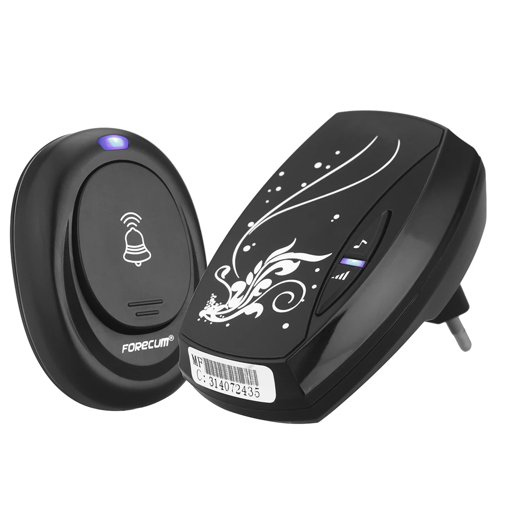 

EU plug Waterproof Doorbell 220V Digital LED 36 Music Tune Melody 100 M Remote Control Wireless Door Bell Black