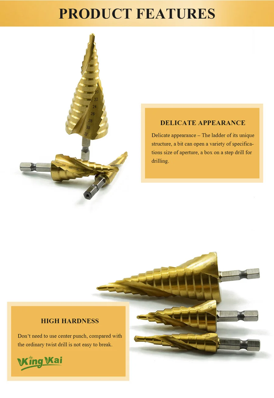 HSS4241 Spiral Center Step Drill Bit Solid Carbide Mini Drill Accessories Titanium Step Drill Bit-011