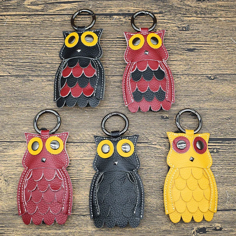 owl key bag key cover high quality genuine leather car key case cute
