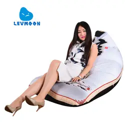 LEVMOON Beanbag диван Синь печати подушечка на сиденье комфорт Bean сумка покрывало без заполнения хлопок Крытый Beanbags кресло