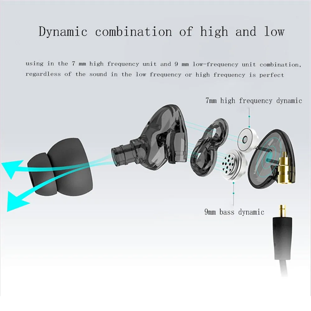 iRock A8 Dual Driver Earphones Sport Earbuds With Mic Detachable Cable DJ Studio Headphones Dynamic Crystal Monitor Headset  (1)