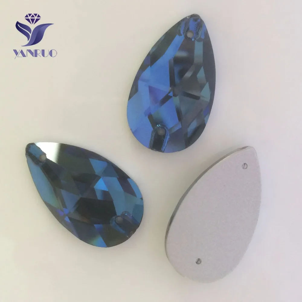 YANRUO Монтана 3230 Drop Crystal AB Стразы s Sew кристаллы слез стеклянные камни пришивные